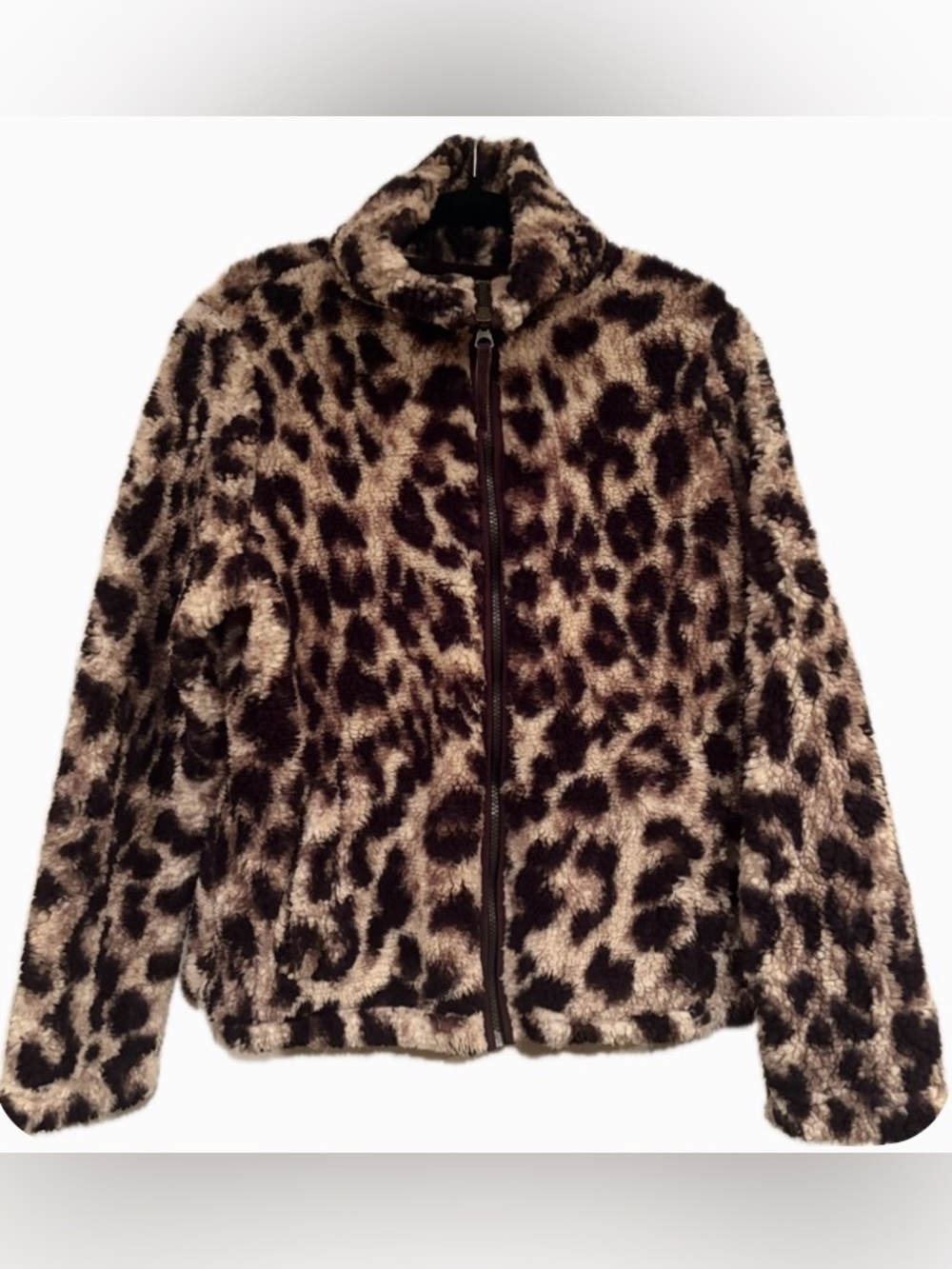 Member’s Mark Cozy Sherpa Leopard Full Zip Jacket Medium